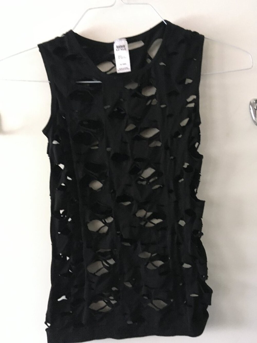 Black Costume Dance Top XL Child Youth Ripped, Holey, distressed